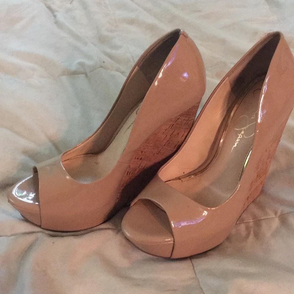 Jessica Simpson nude wedges size 7